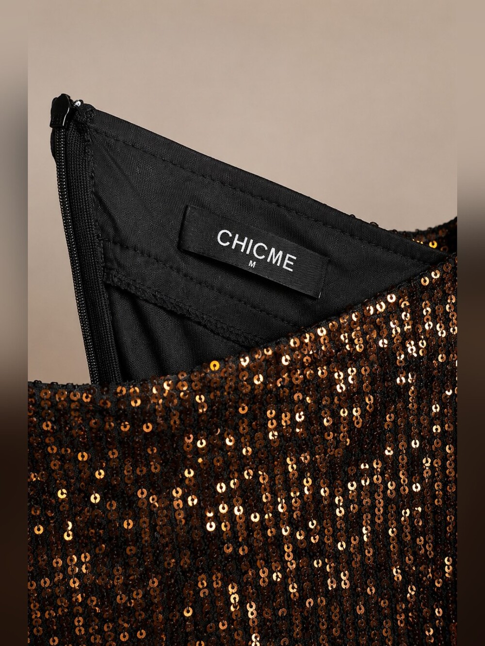 CHICME Bronze Sequin Wide Leg Pants Women's Medium Glam Party Evening Palazzo - Picture 8 of 9